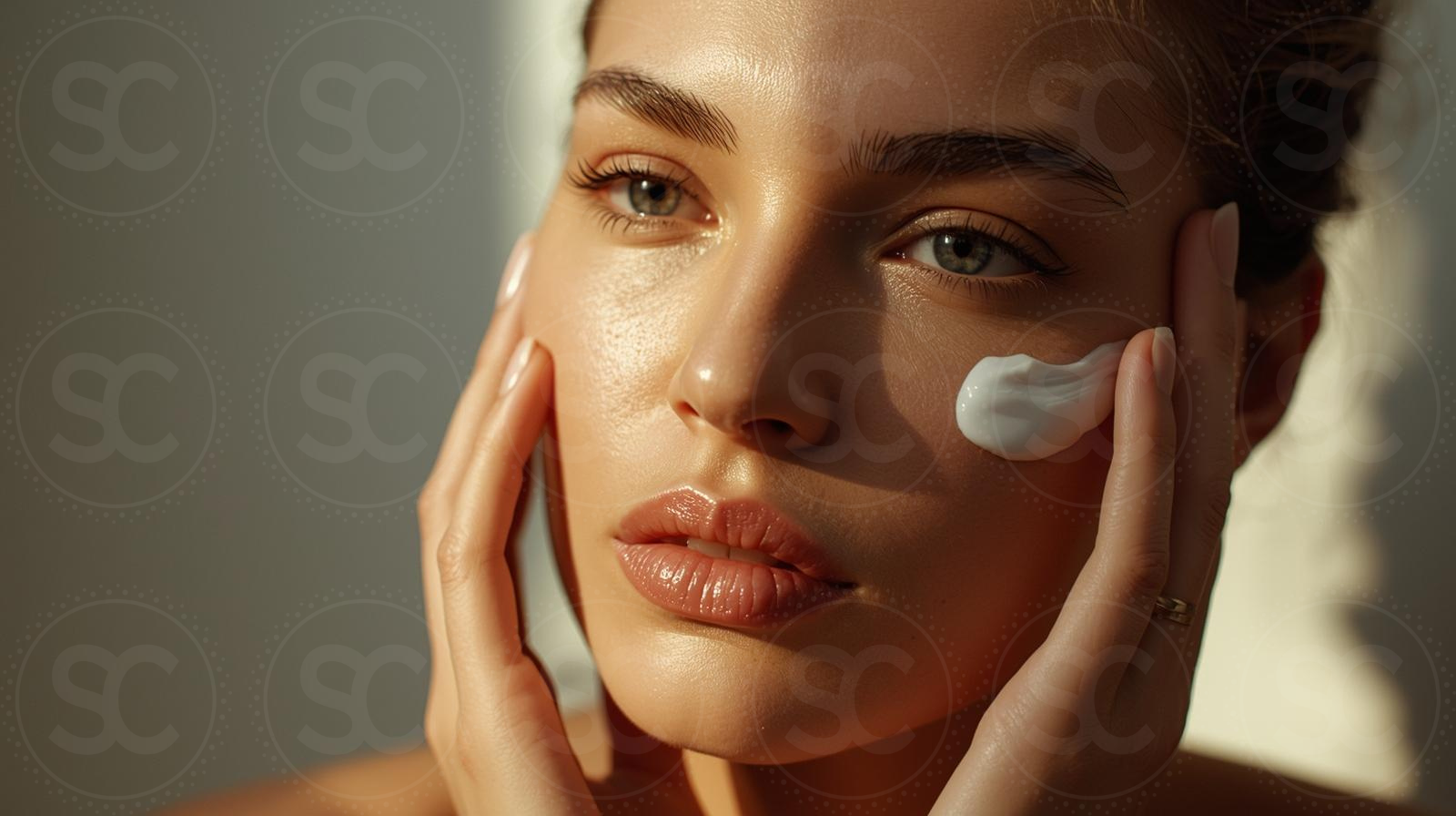 hautpflege routine frau mit gesichtscreme gesunde skin barrier